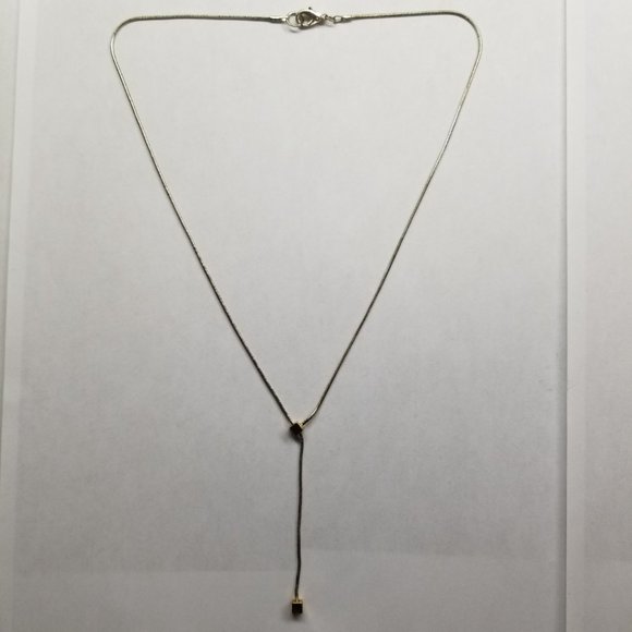 ✅1026Y Unbranded Adjustable 2 Tone Y Necklace in Silver and Gold Tone Metal. - Picture 2 of 6